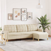 Trosjed s tabureom krem 210 cm od tkanine