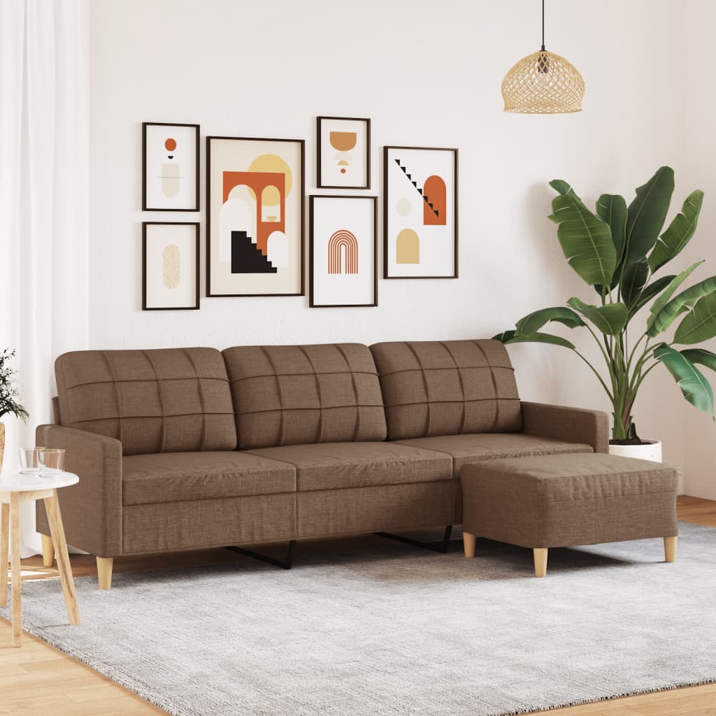 Trosjed s tabureom smeđi 210 cm od tkanine