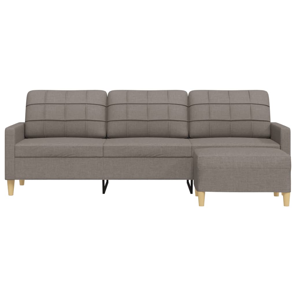 Trosjed s tabureom smeđesivi 210 cm od tkanine