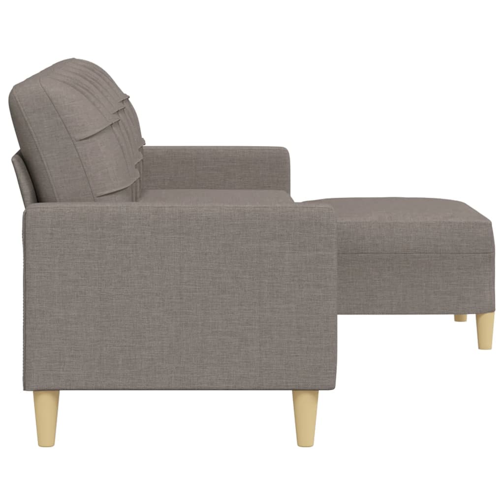 Trosjed s tabureom smeđesivi 210 cm od tkanine