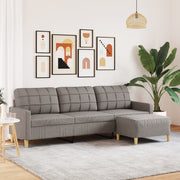 Trosjed s tabureom smeđesivi 210 cm od tkanine