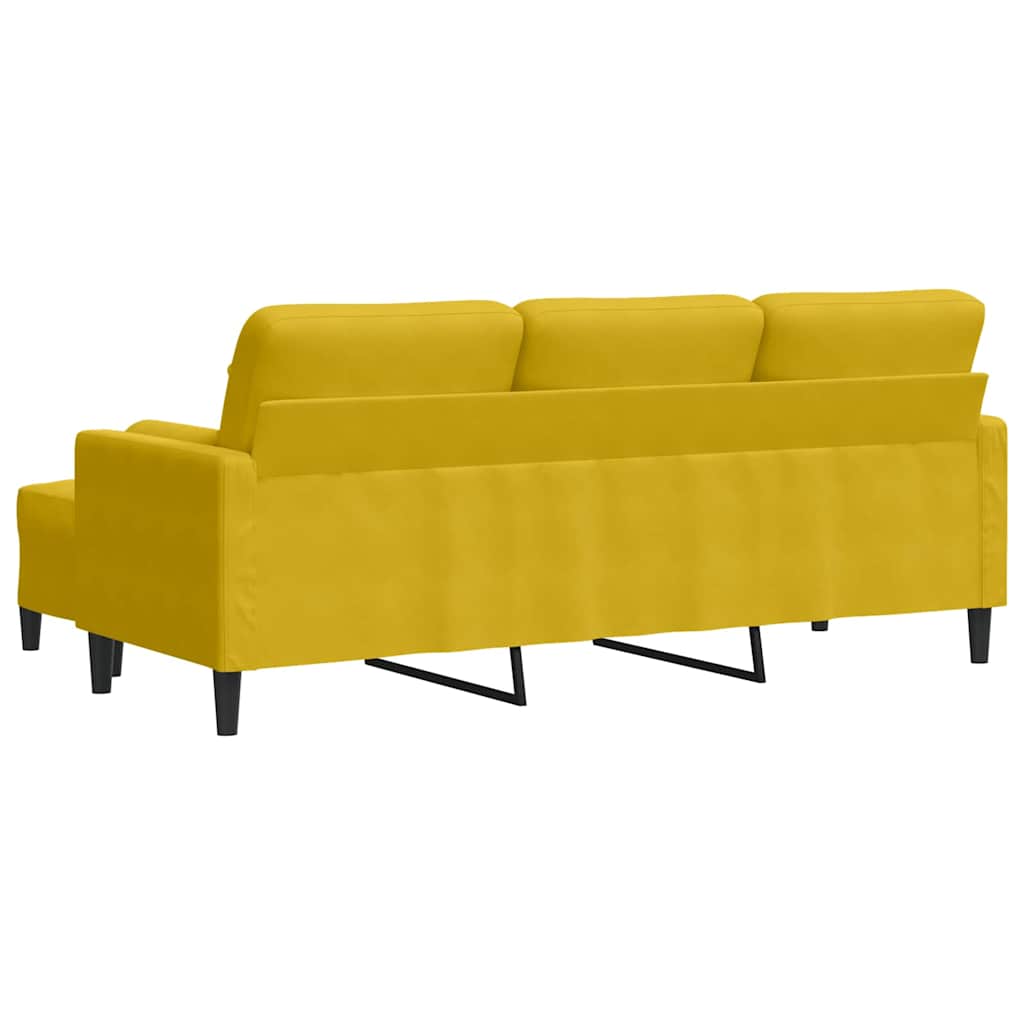 Trosjed s tabureom žuti 180 cm baršunasti