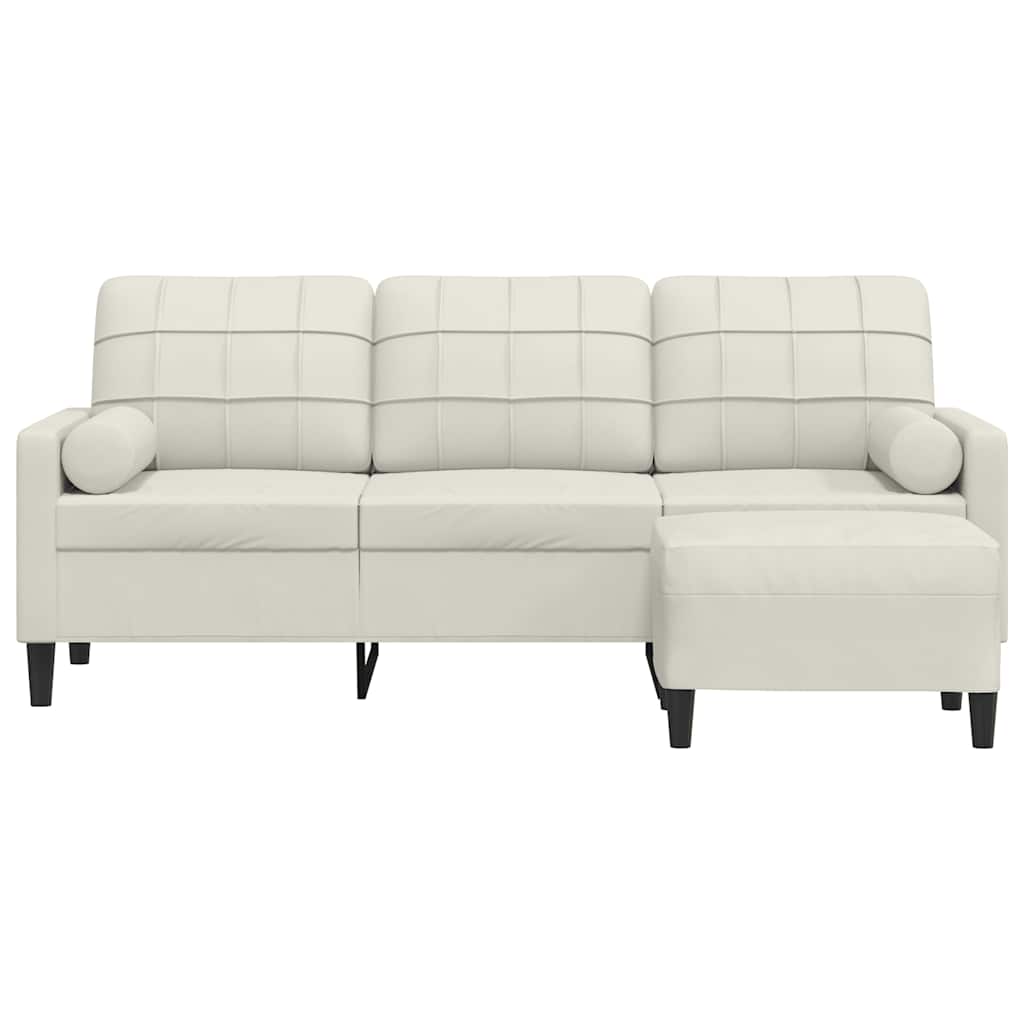 Trosjed s tabureom krem 180 cm baršunasti