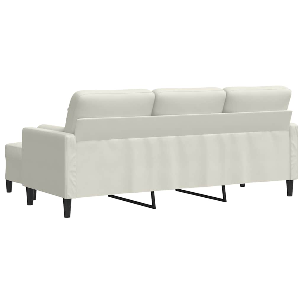 Trosjed s tabureom krem 180 cm baršunasti