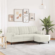 Trosjed s tabureom krem 180 cm baršunasti