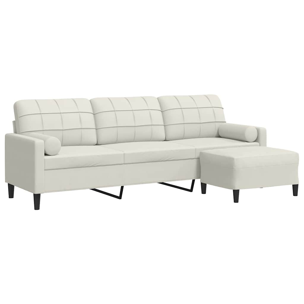 Trosjed s tabureom Krem 210 cm baršunasti