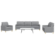 3-dijelni set sofa svjetlosivi od tkanine