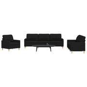 3-dijelni set sofa crni od tkanine