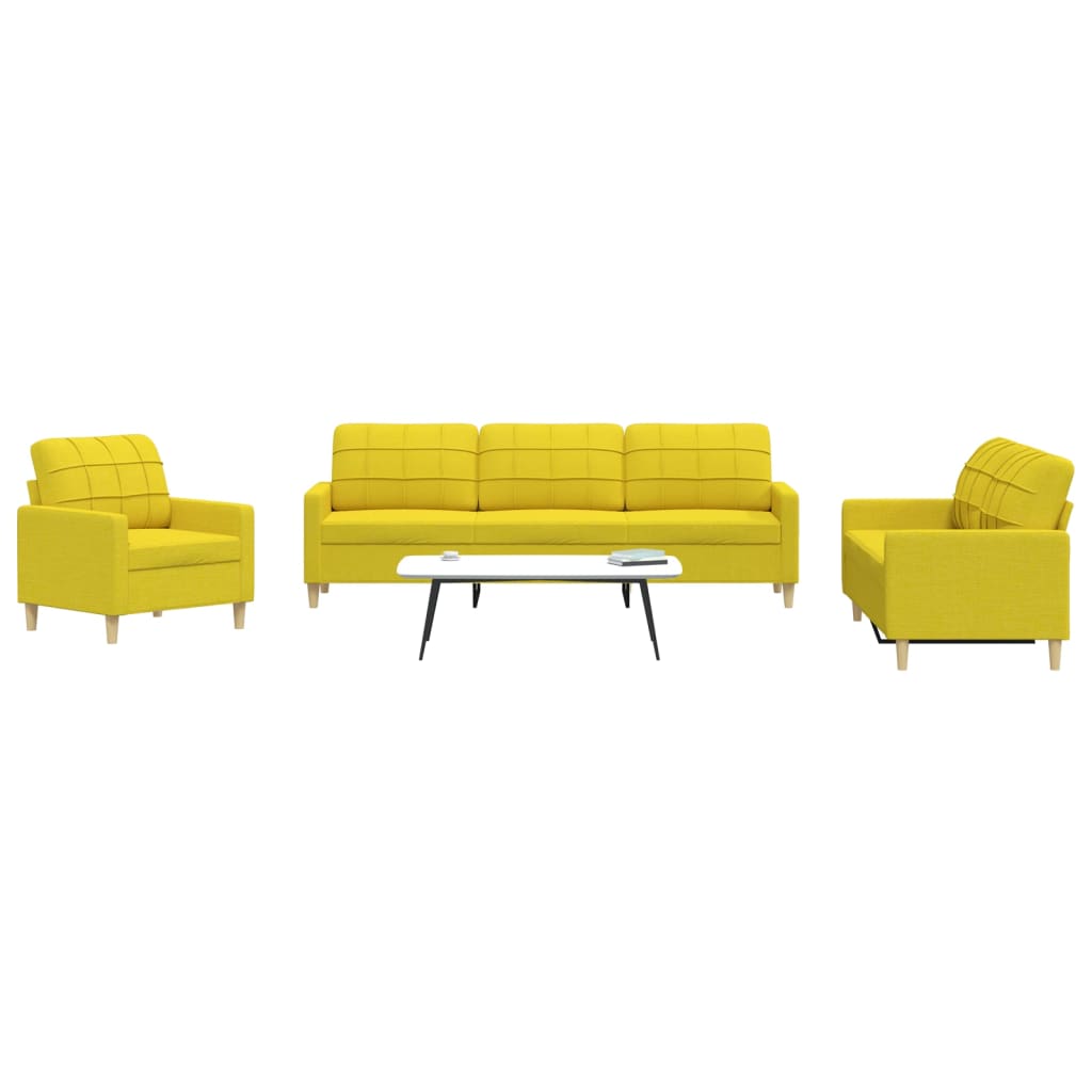 3-dijelni set sofa svjetložuti od tkanine