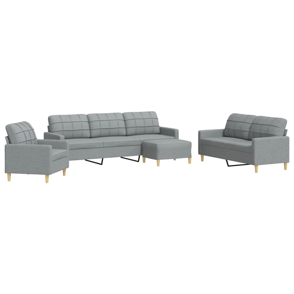 4-dijelni set sofa s tabureom svjetlosivi od tkanine