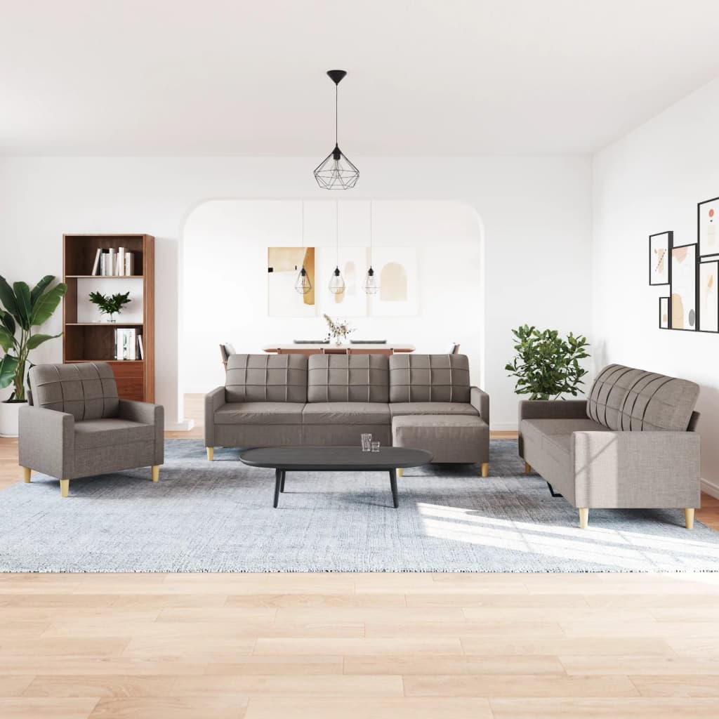 4-dijelni set sofa s tabureom smeđesivi od tkanine
