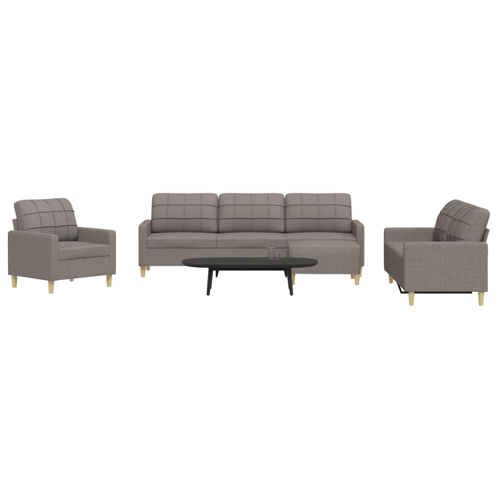 4-dijelni set sofa s tabureom smeđesivi od tkanine