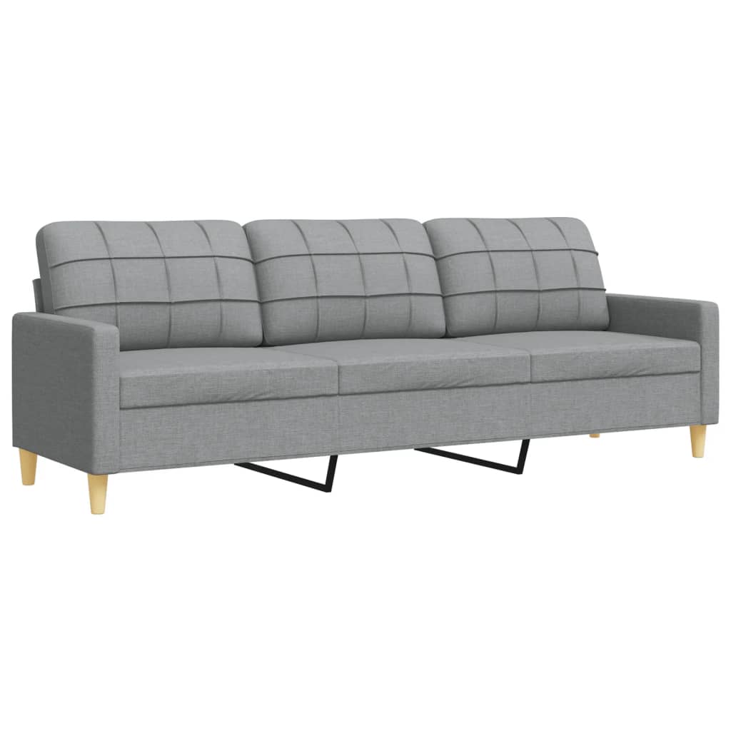 3-dijelni set sofa s jastucima svjetlosivi od tkanine