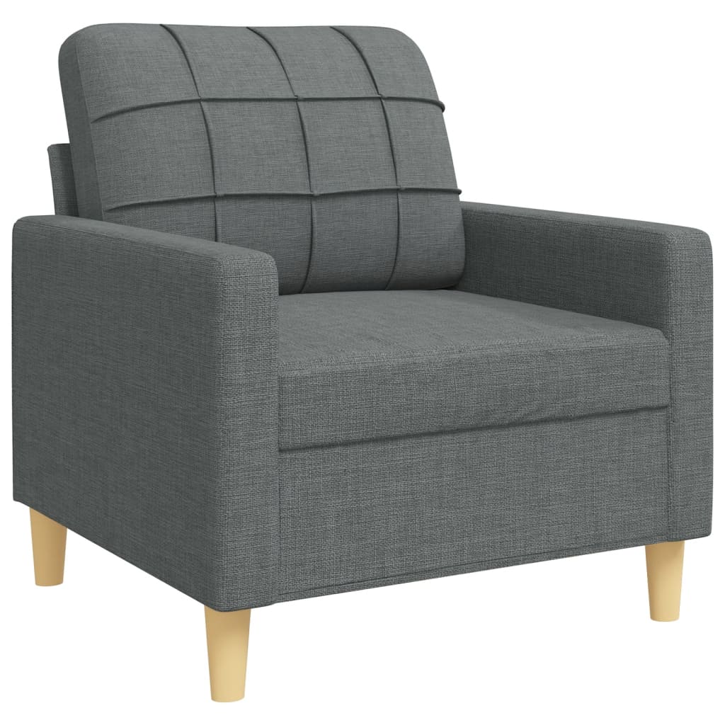 3-dijelni set sofa s ukrasnim jastucima tamnosivi od tkanine