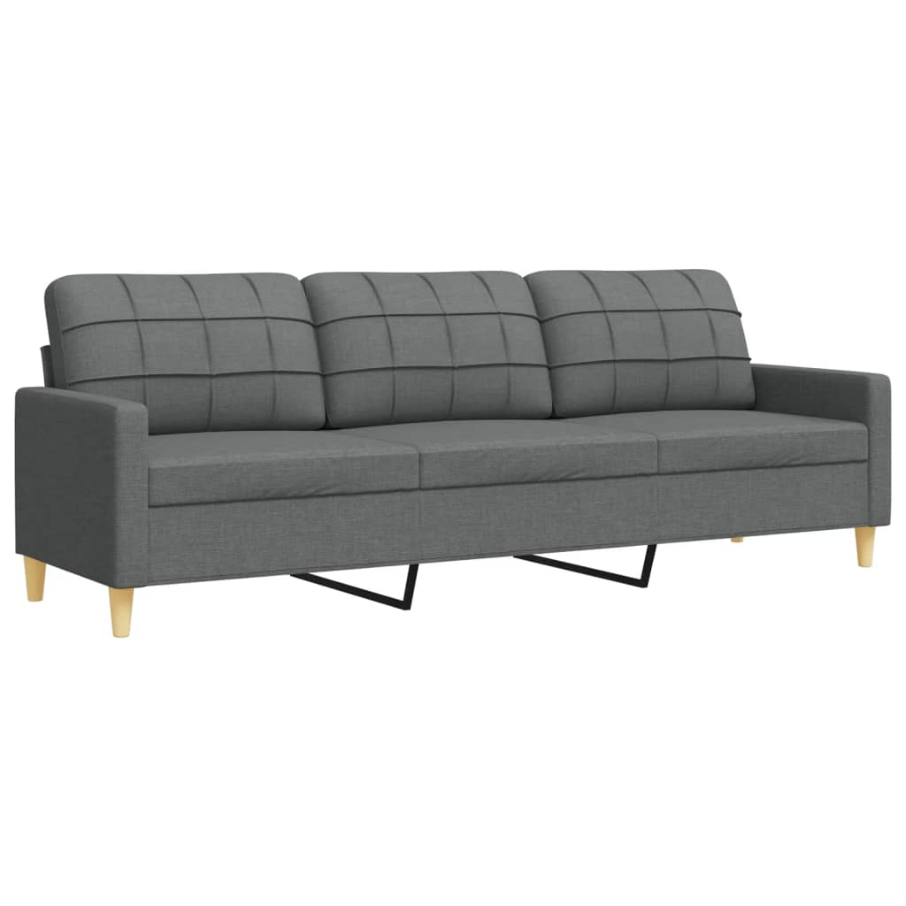 3-dijelni set sofa s ukrasnim jastucima tamnosivi od tkanine