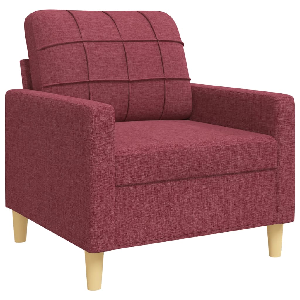 3-dijelni set sofa s ukrasnim jastucima boja vina od tkanine