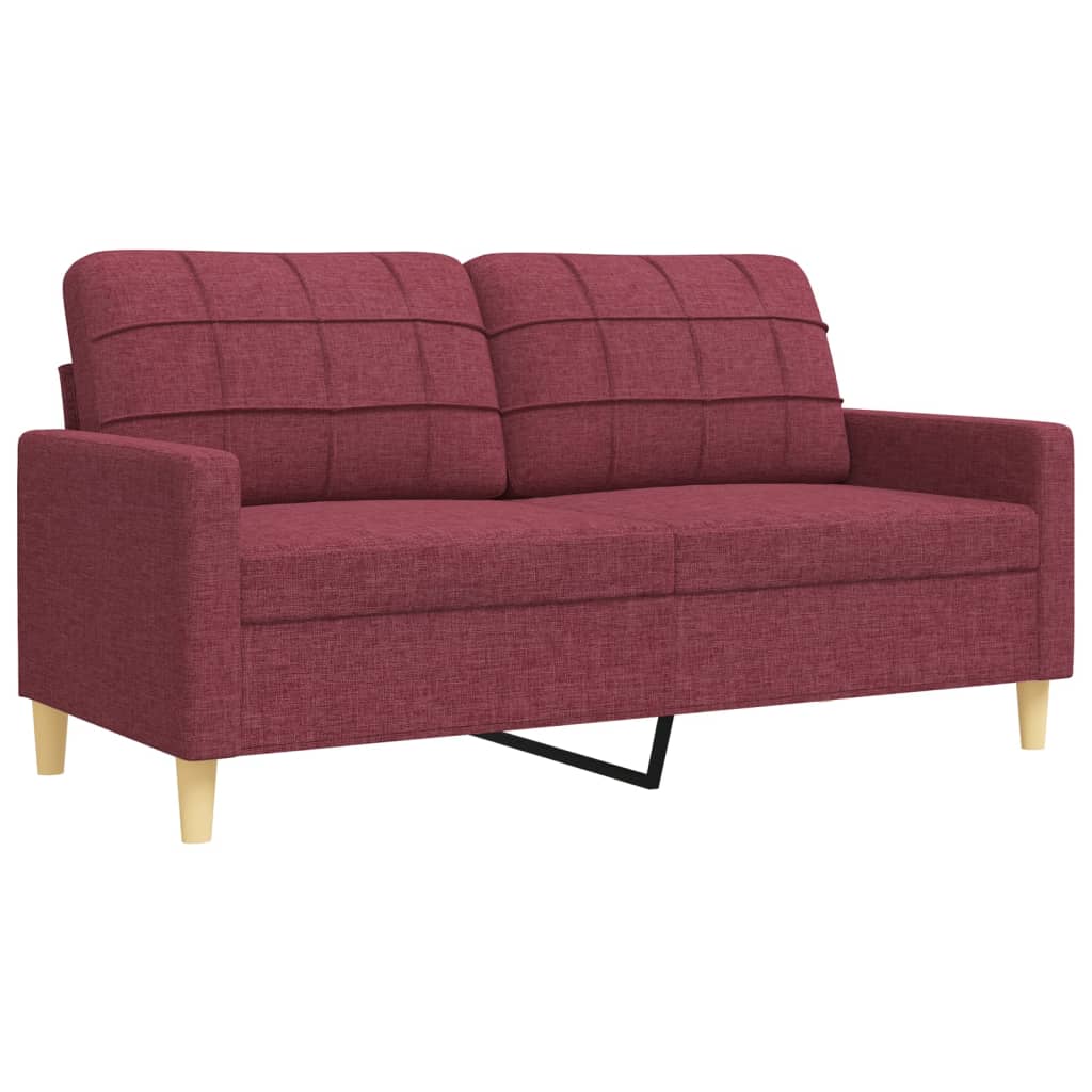 3-dijelni set sofa s ukrasnim jastucima boja vina od tkanine
