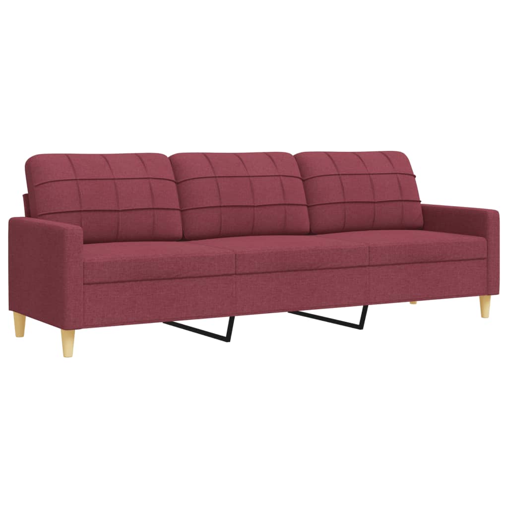 3-dijelni set sofa s ukrasnim jastucima boja vina od tkanine