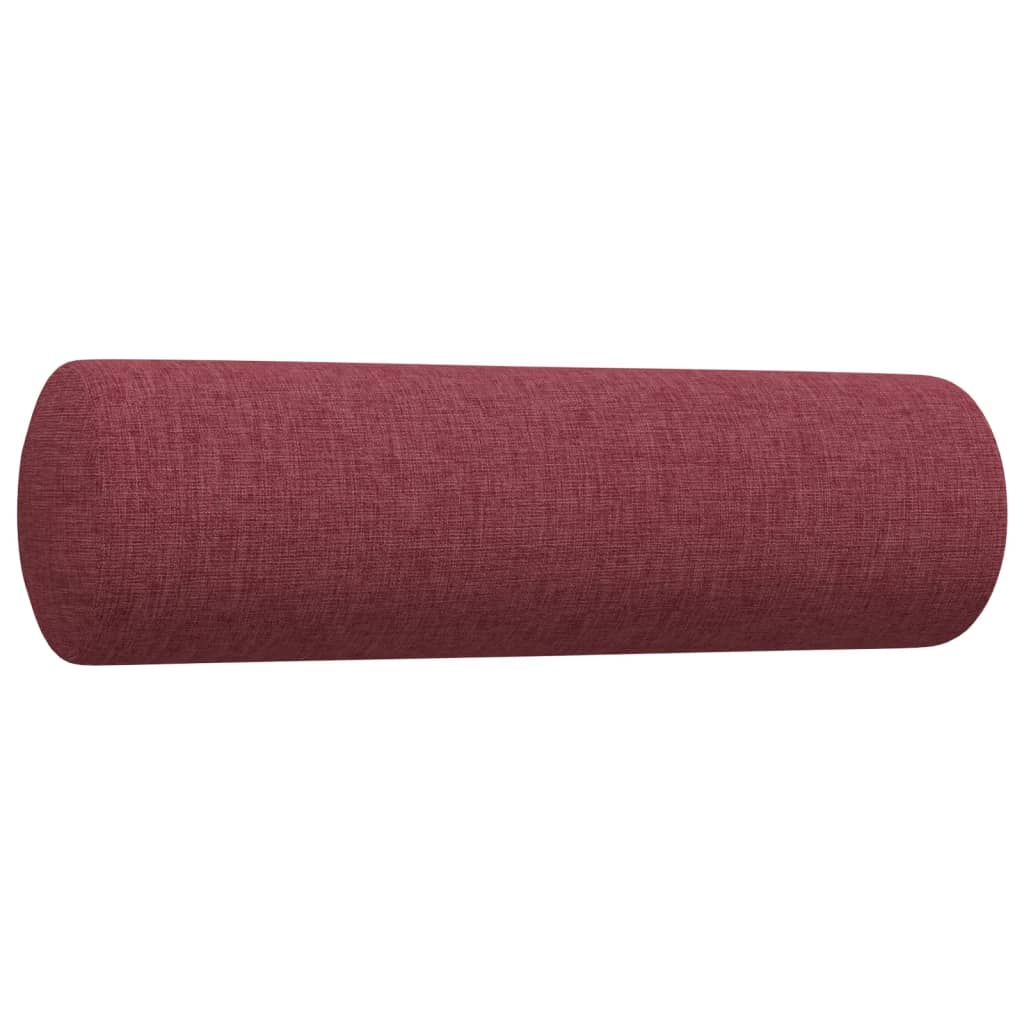 3-dijelni set sofa s ukrasnim jastucima boja vina od tkanine