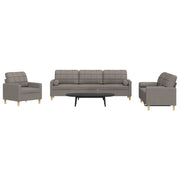 3-dijelni set sofa s ukrasnim jastucima smeđesivi od tkanine