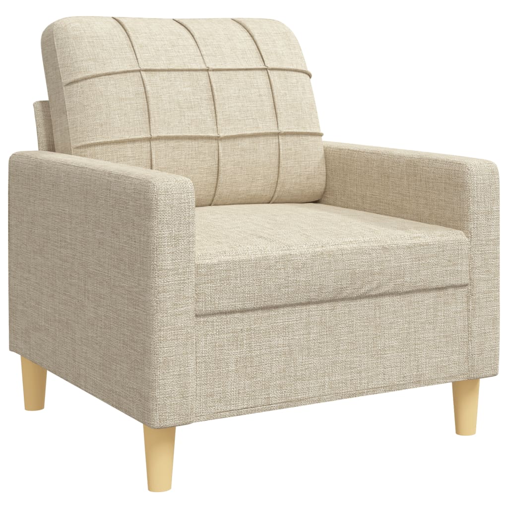 4-dijelni set sofa s tabureom i jastucima krem tkanina
