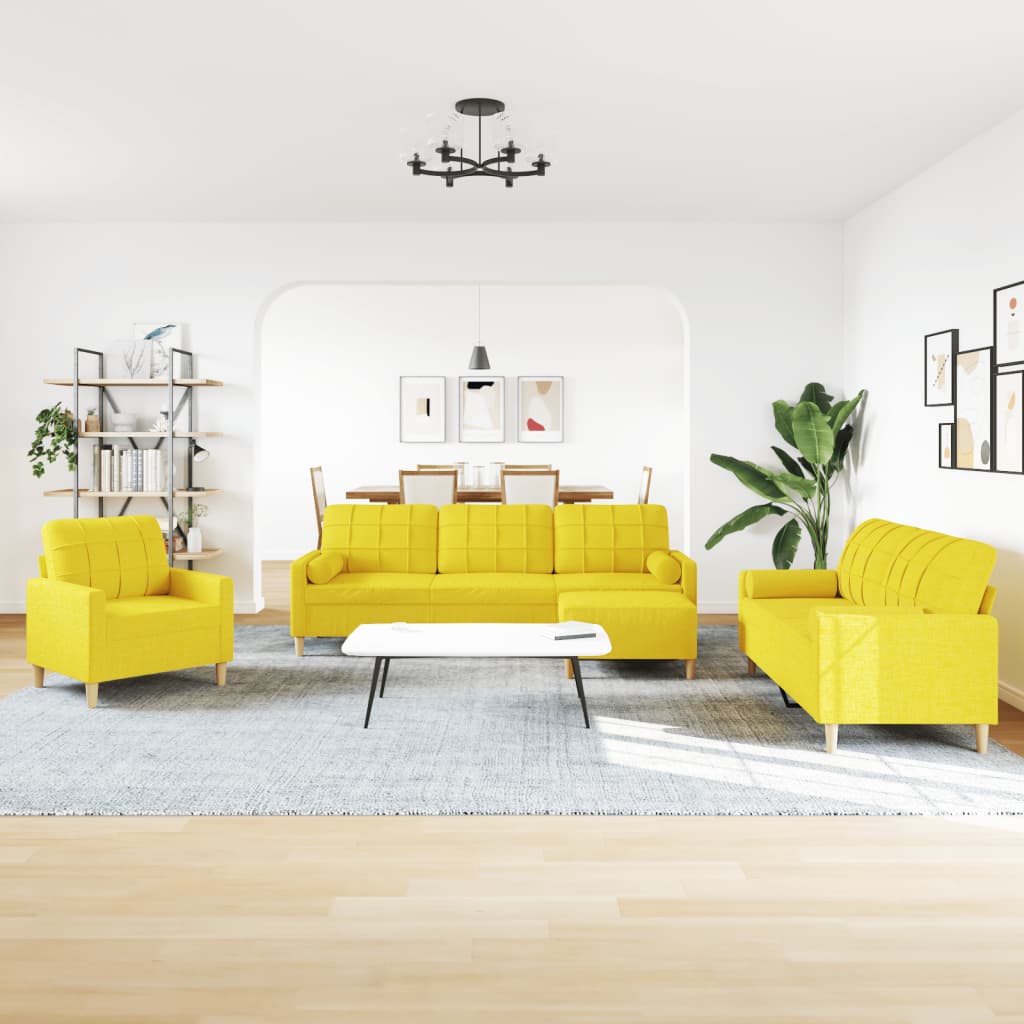 4-dijelni set sofa s tabureom i jastucima svjetlosivi tkanina