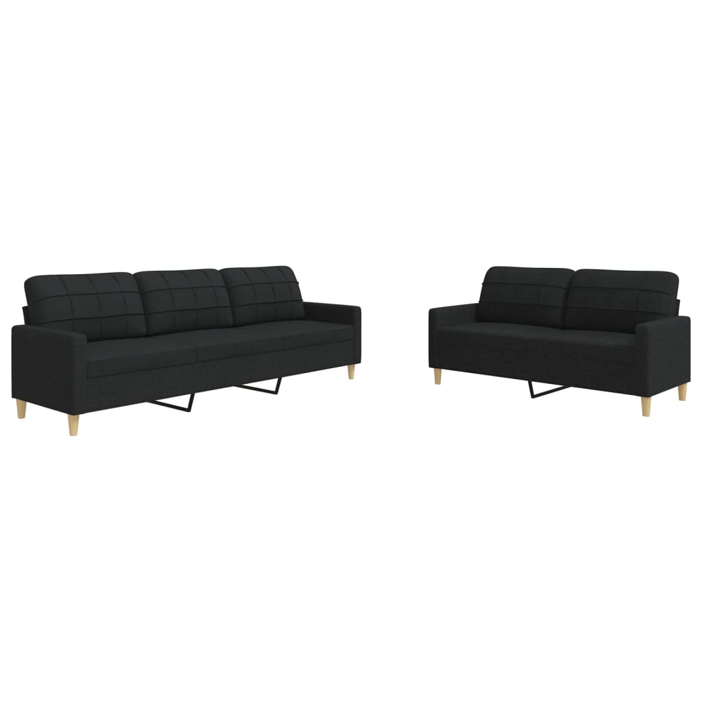 2-dijelni set sofa crni od tkanine
