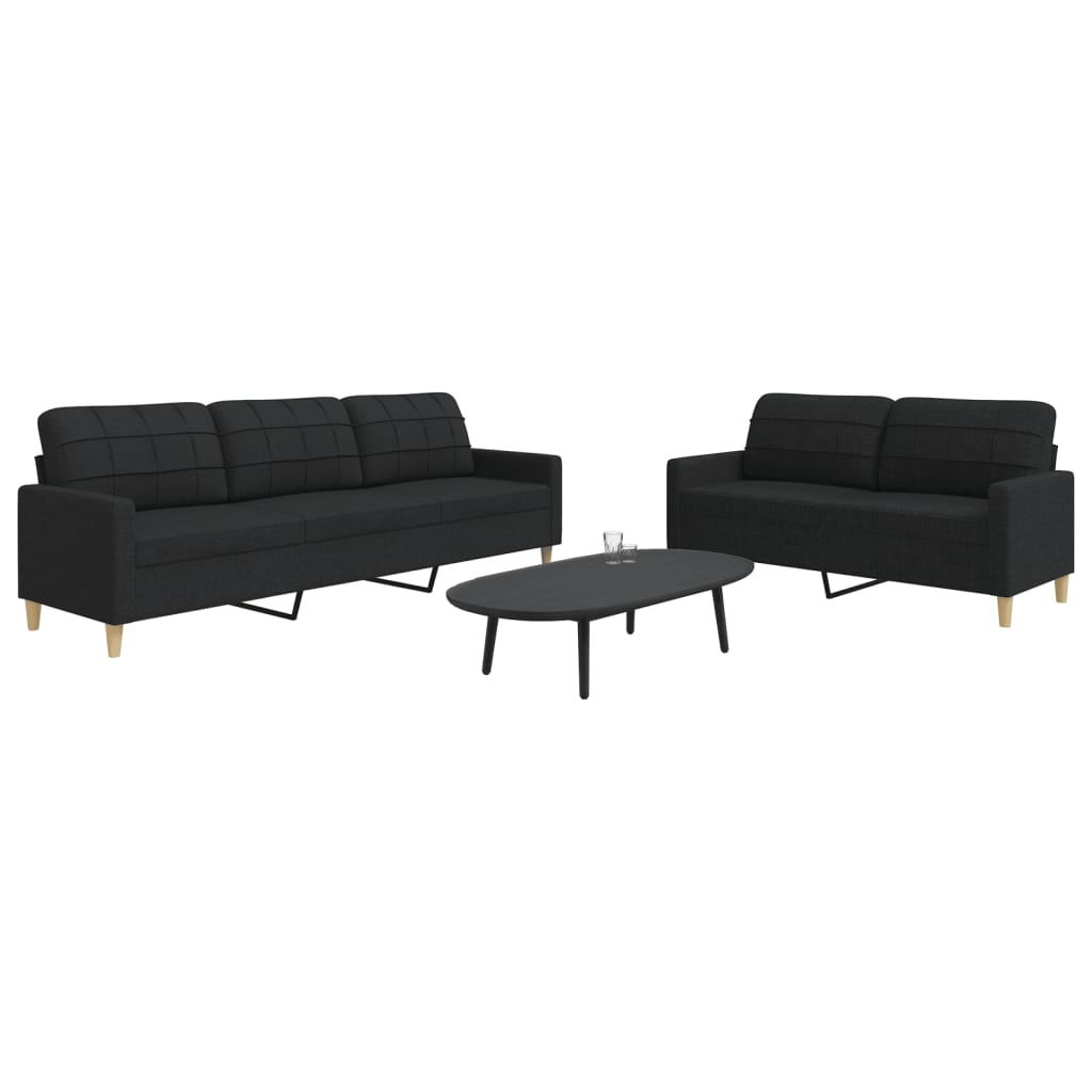 2-dijelni set sofa crni od tkanine