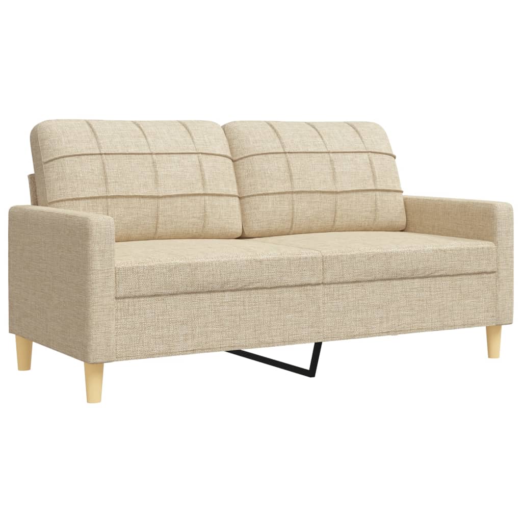 3-dijelni set sofa s tabureom krem od tkanine