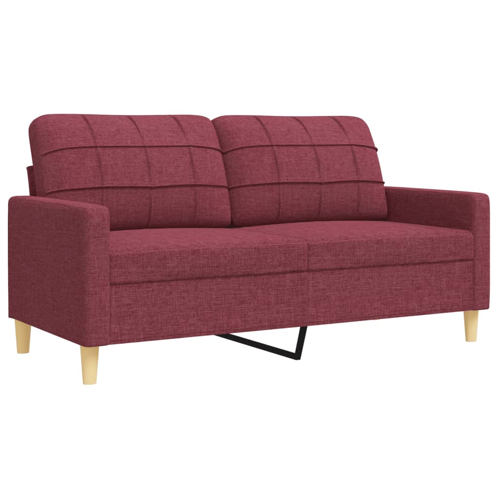 3-dijelni set sofa s tabureom crvena boja vina od tkanine