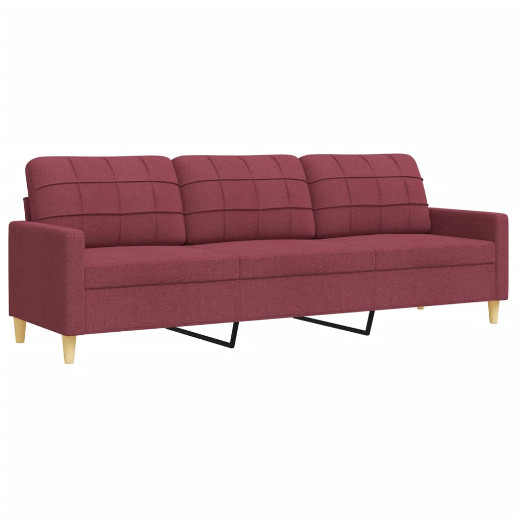 3-dijelni set sofa s tabureom crvena boja vina od tkanine