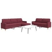 3-dijelni set sofa s tabureom crvena boja vina od tkanine