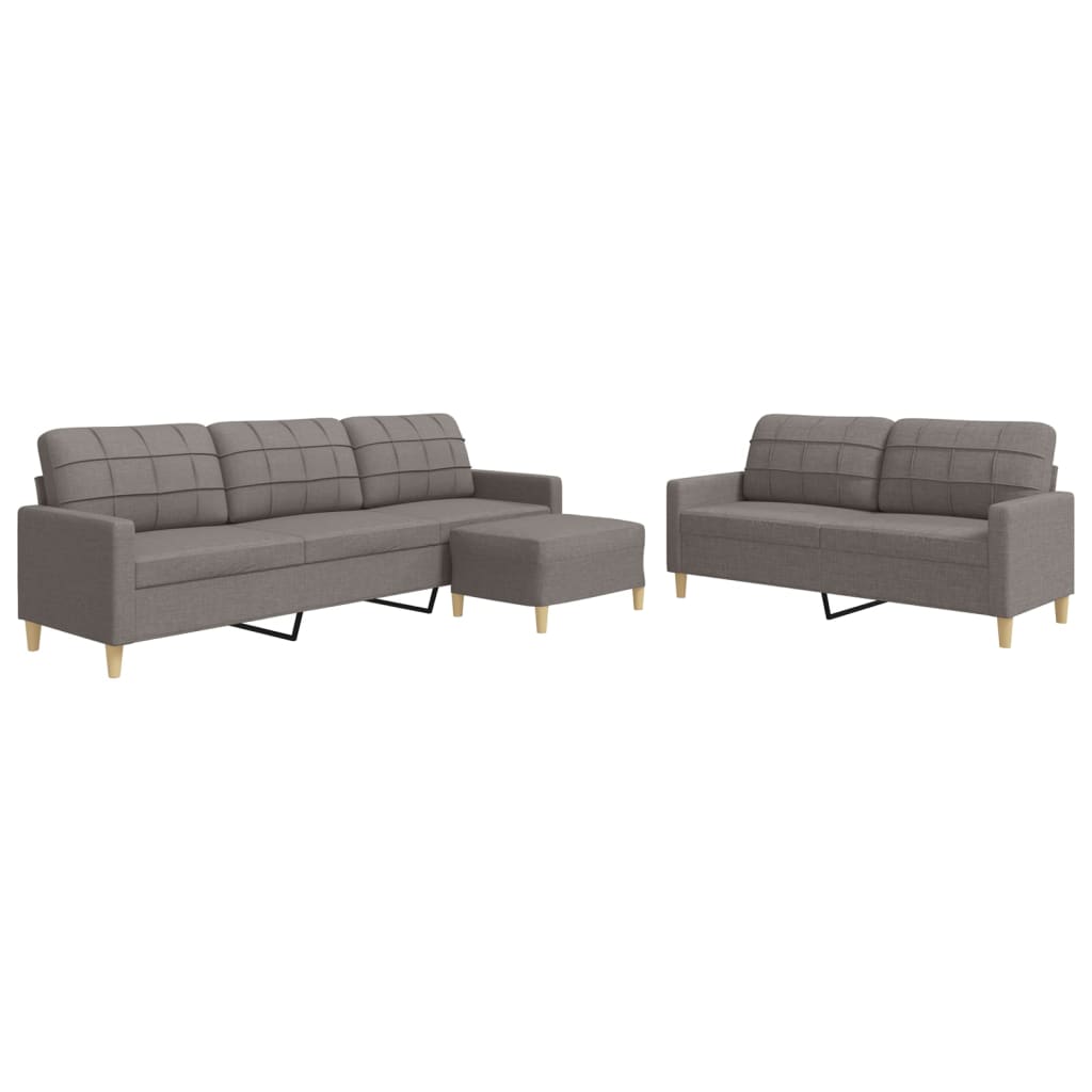 3-dijelni set sofa s tabureom smeđesivi od tkanine