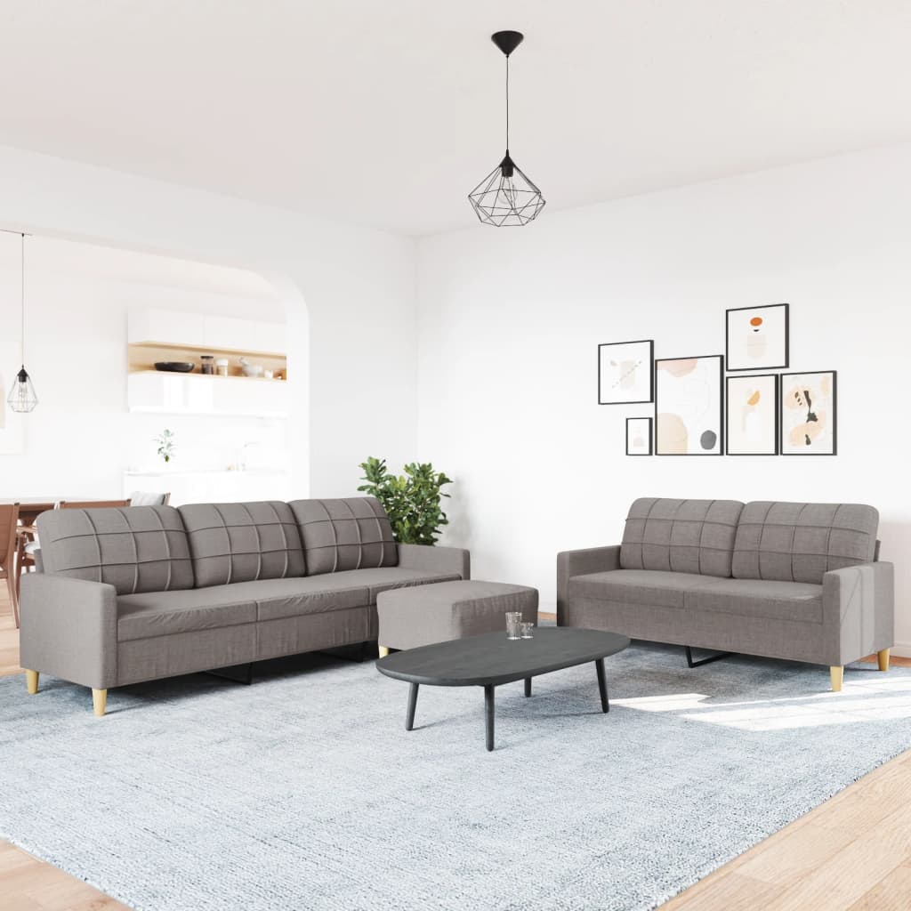 3-dijelni set sofa s tabureom smeđesivi od tkanine