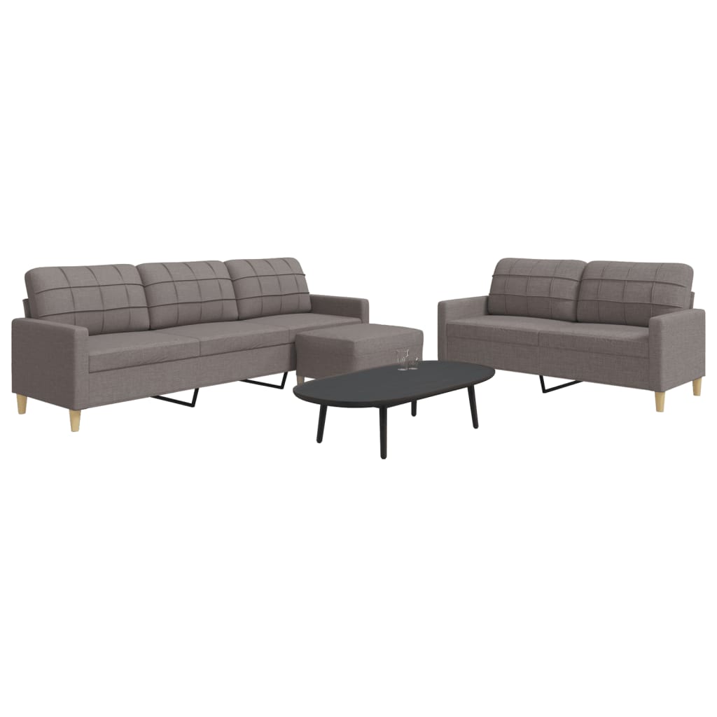 3-dijelni set sofa s tabureom smeđesivi od tkanine