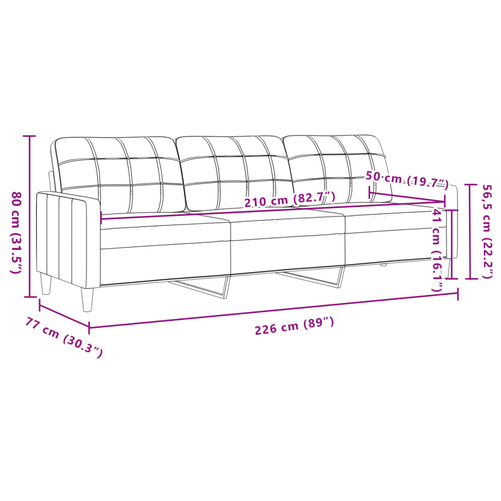 2-dijelni set sofa s jastucima svjetlosivi od tkanine