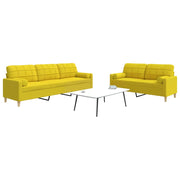 2-dijelni set sofa s ukrasnim jastucima svjetložuti od tkanine