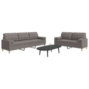 2-dijelni set sofa s ukrasnim jastucima smeđesivi od tkanine