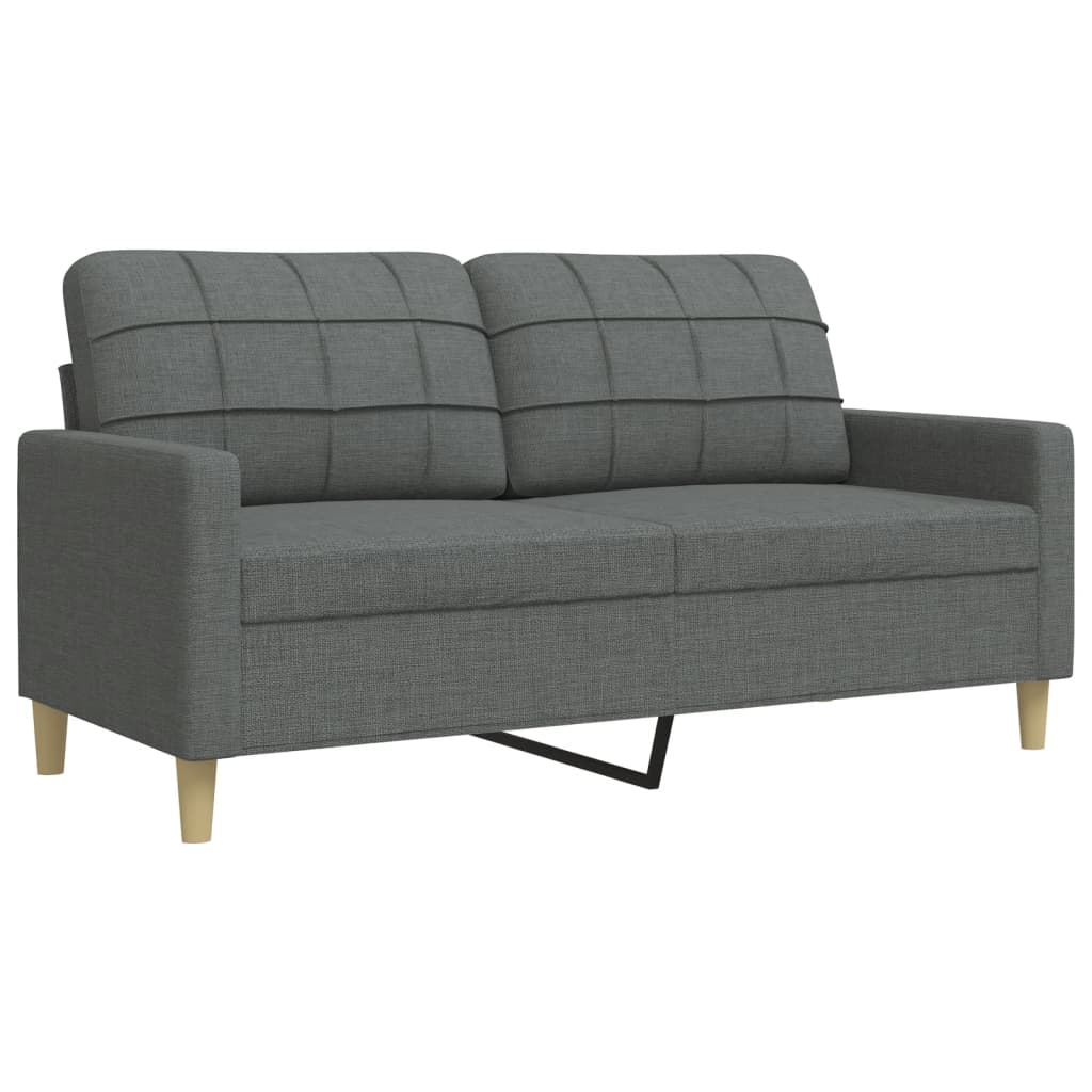 3-dijelni set sofa s tabureom i jastucima tamnosivi tkanina