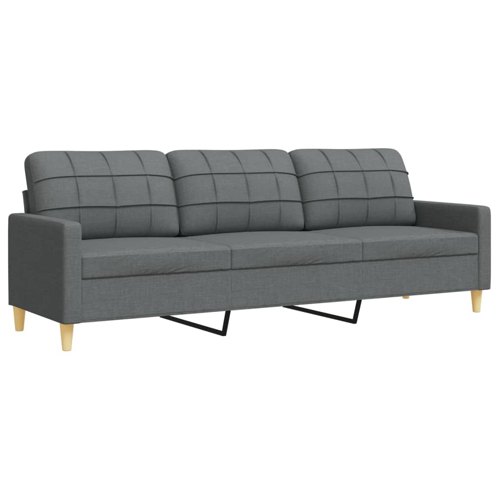 3-dijelni set sofa s tabureom i jastucima tamnosivi tkanina