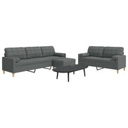 3-dijelni set sofa s tabureom i jastucima tamnosivi tkanina