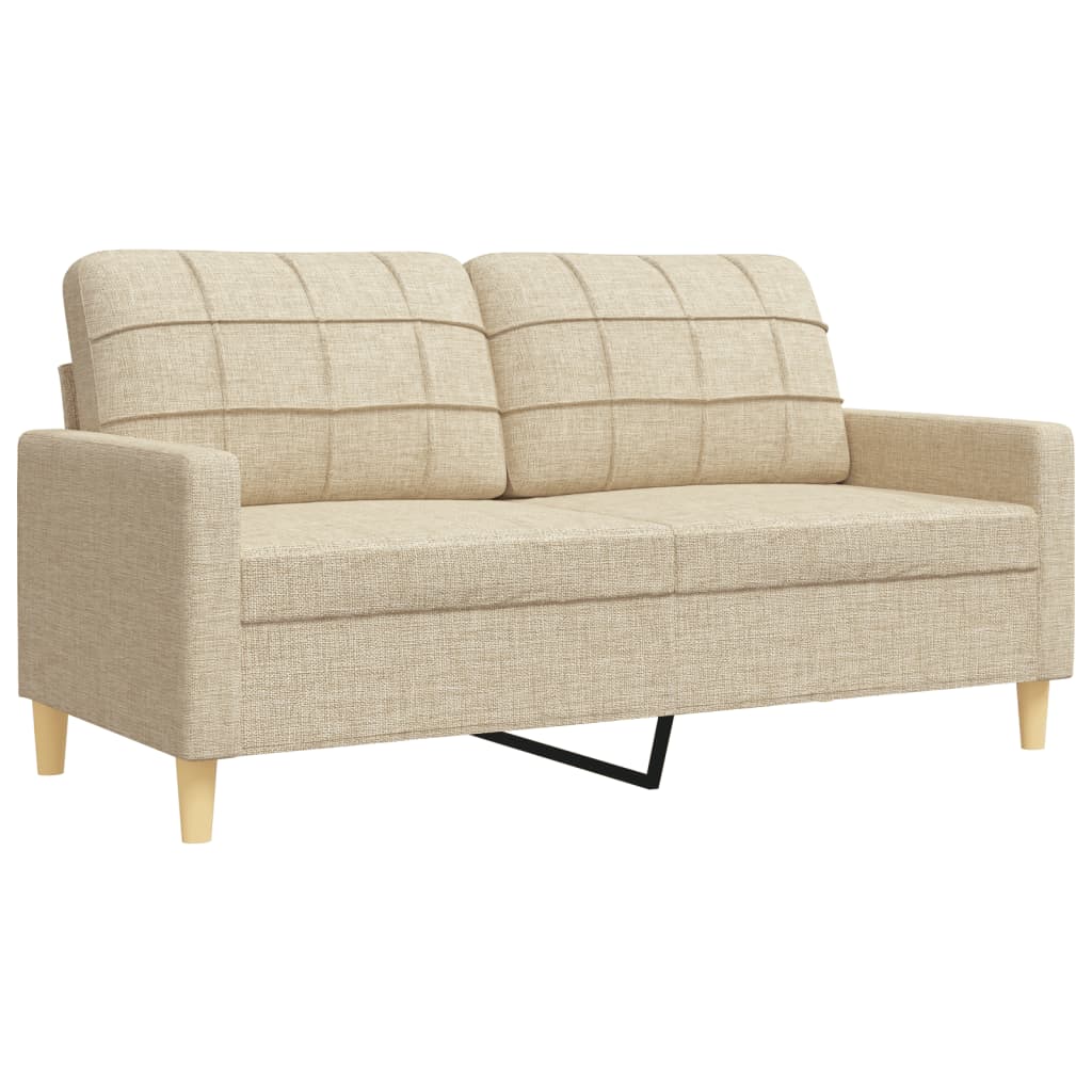 3-dijelni set sofa s tabureom i jastucima krem tkanina