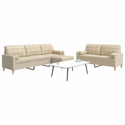 3-dijelni set sofa s tabureom i jastucima krem tkanina
