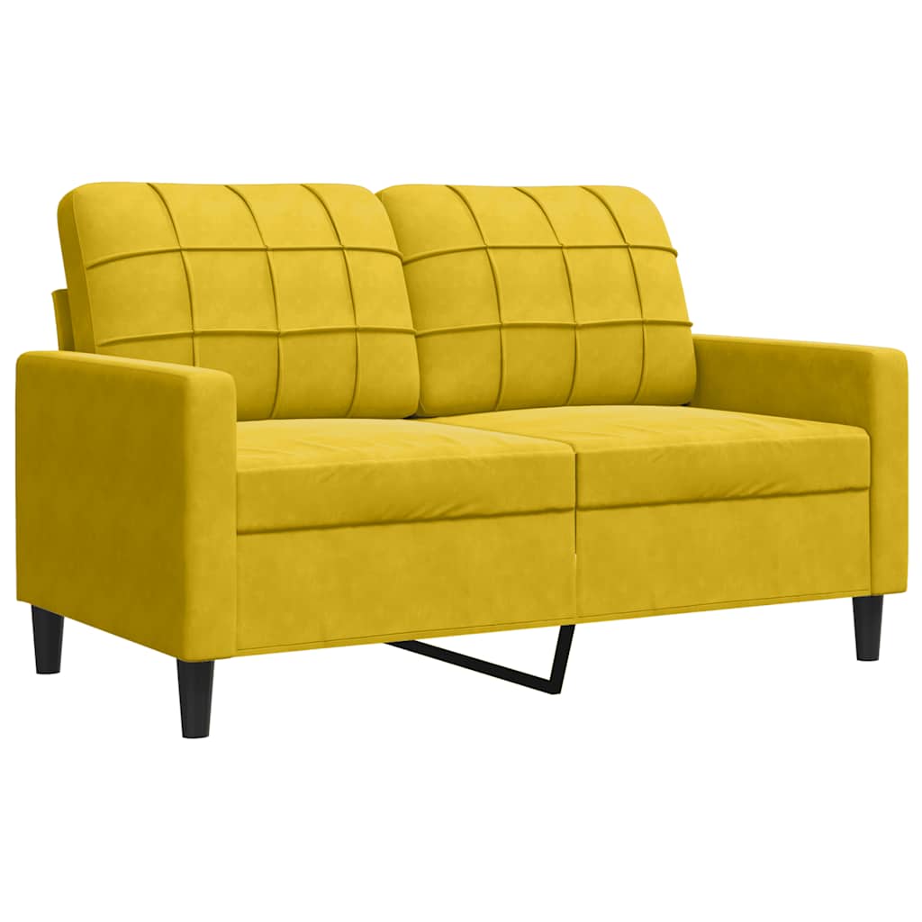 3-dijelni set sofa s jastucima žuti baršunasti