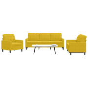 3-dijelni set sofa s jastucima žuti baršunasti