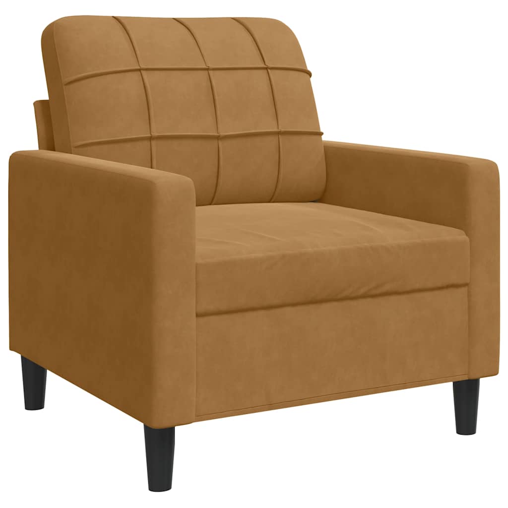 3-dijelni set sofa s jastucima smeđi baršunasti