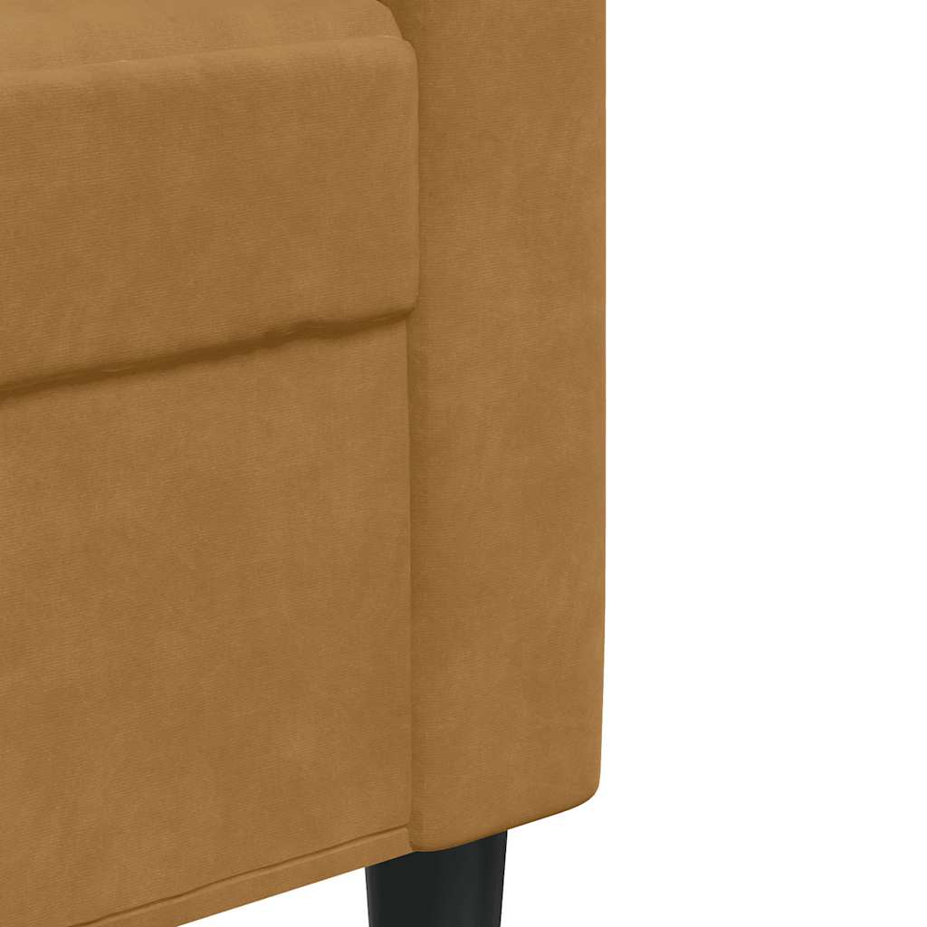 3-dijelni set sofa s jastucima smeđi baršunasti