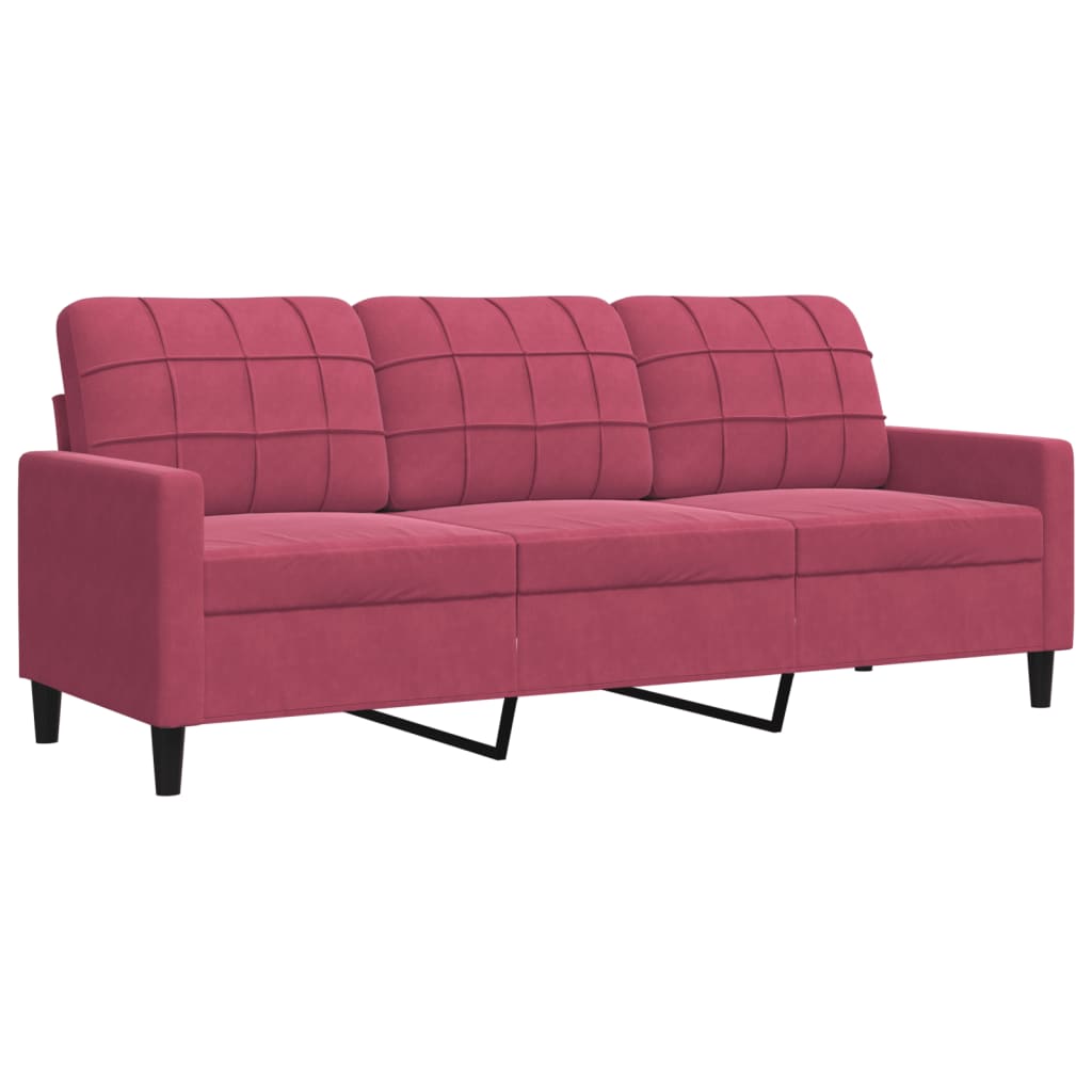 4-dijelni set sofa s jastucima crvena boja vina baršunasti