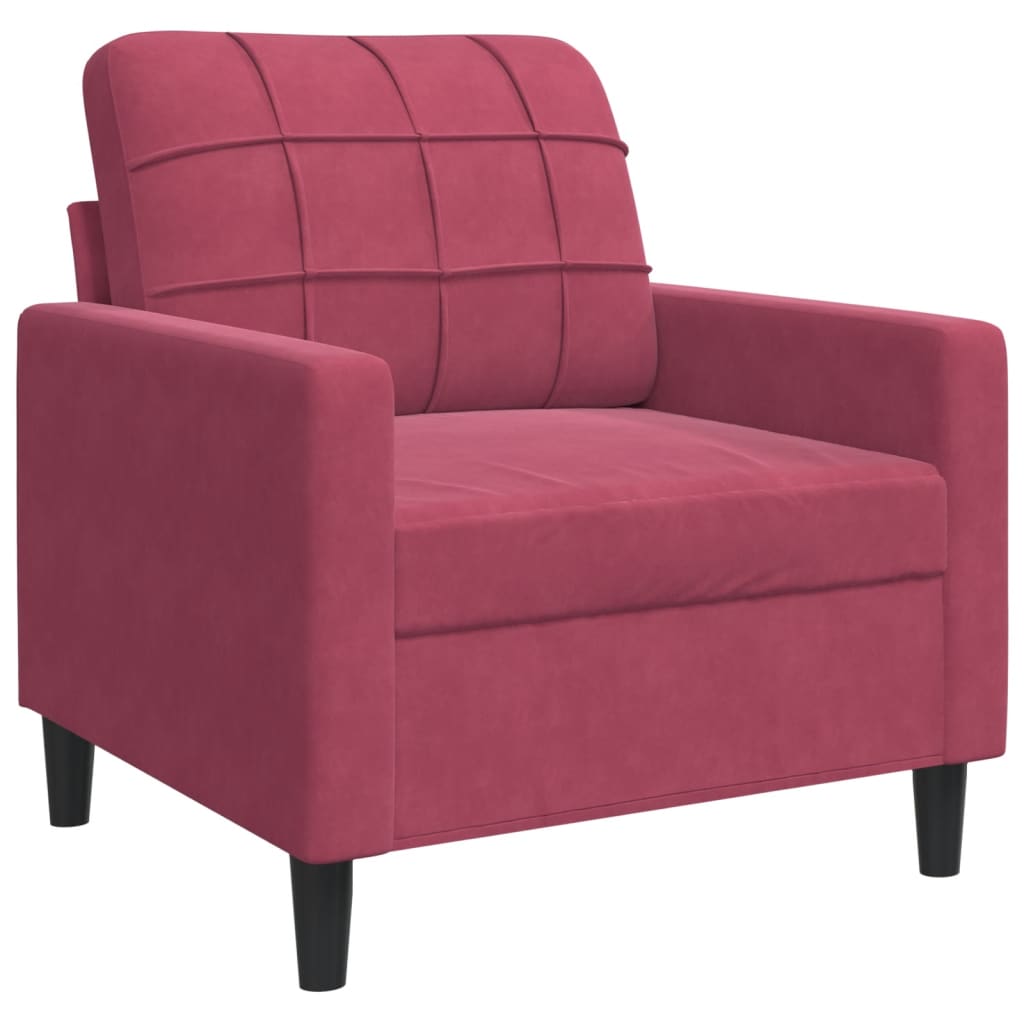 4-dijelni set sofa s jastucima crvena boja vina baršunasti