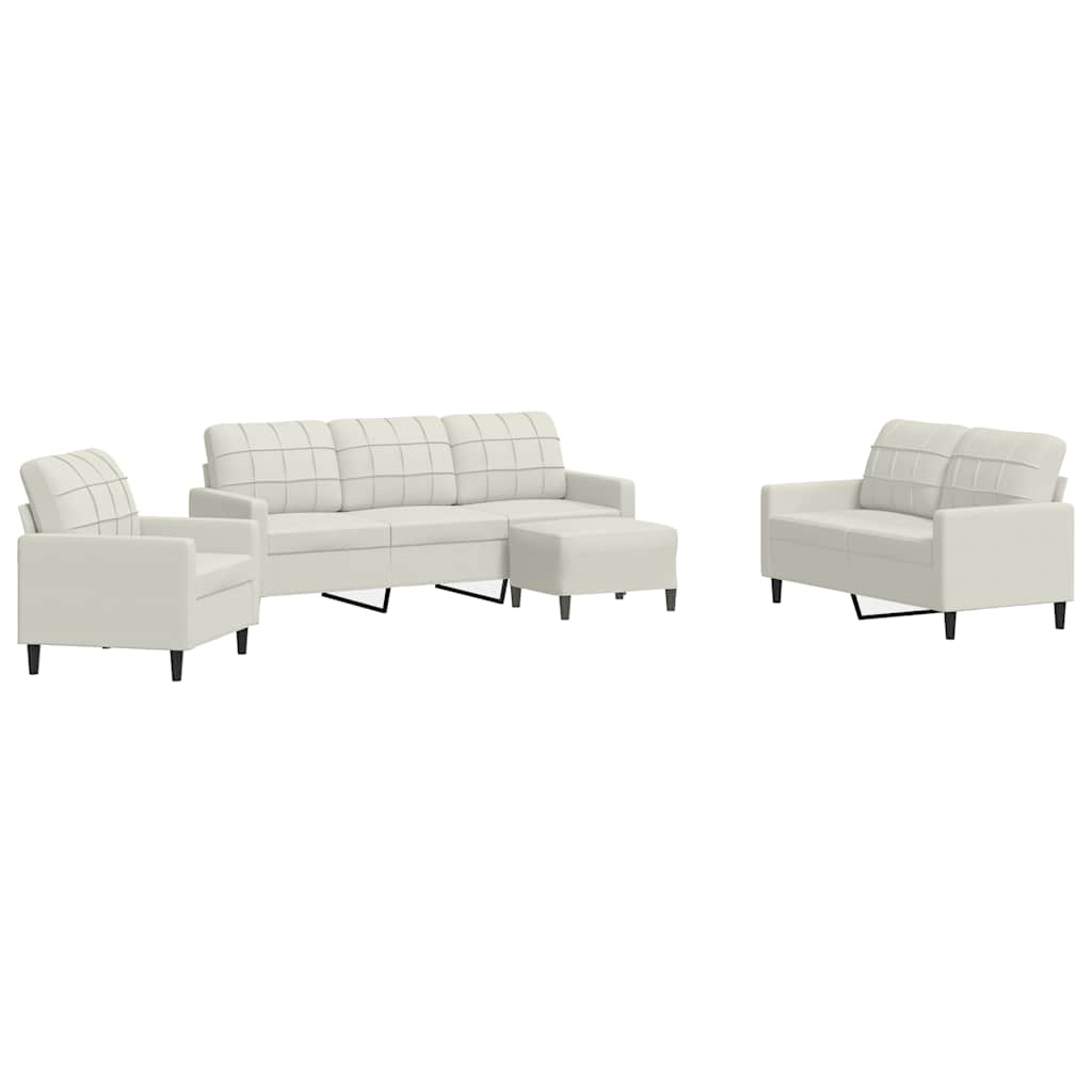 4-dijelni set sofa s jastucima krem baršunasti